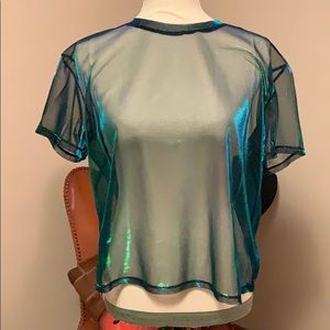 Green see through shirt